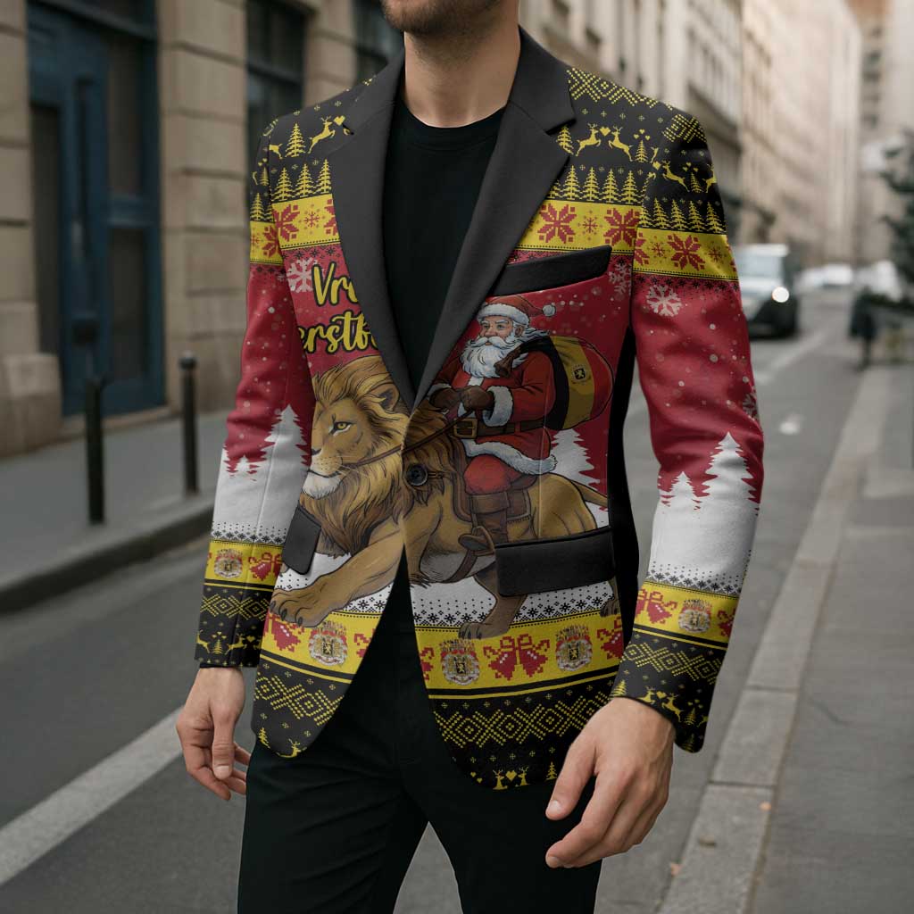 Belgium Christmas Personalized Blazer Santa Riding Lion - Wonder Print Shop