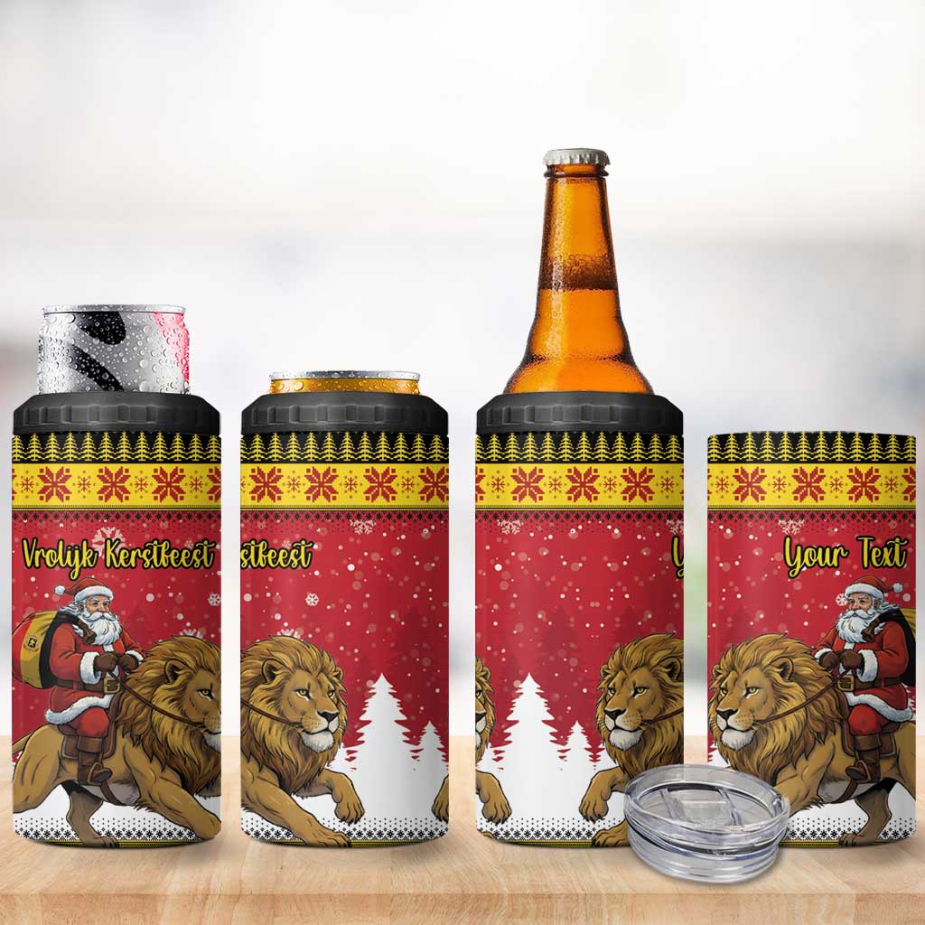 Belgium Christmas Personalized 4 in 1 Can Cooler Tumbler Santa Riding Lion - Wonder Print Shop