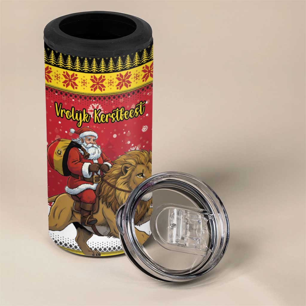 Belgium Christmas Personalized 4 in 1 Can Cooler Tumbler Santa Riding Lion - Wonder Print Shop