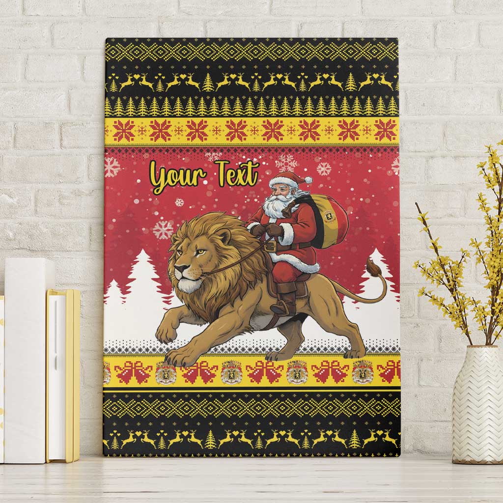 Belgium Christmas Personalized Canvas Wall Art Santa Riding Lion - Wonder Print Shop