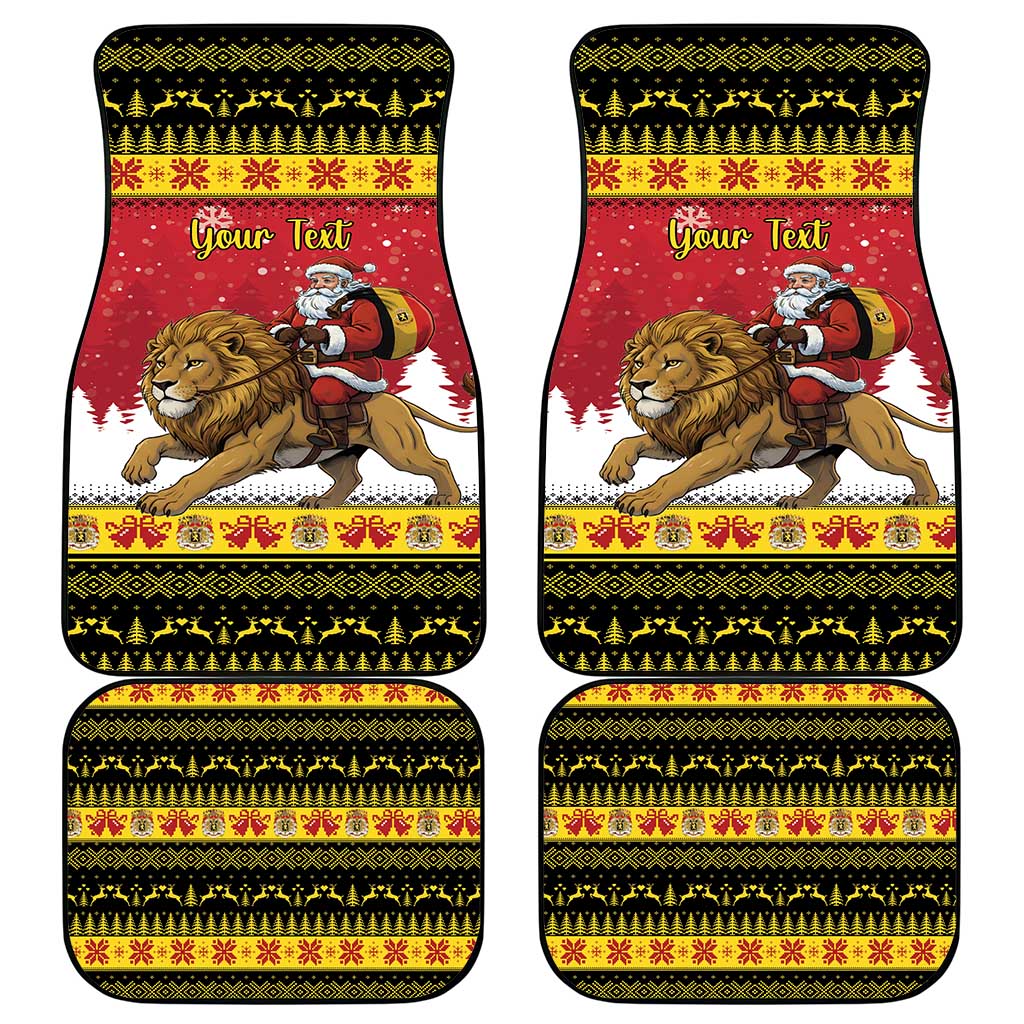 Belgium Christmas Personalized Car Mats Santa Riding Lion - Wonder Print Shop