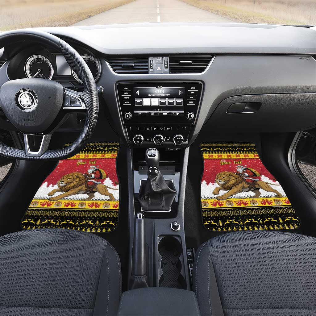 Belgium Christmas Personalized Car Mats Santa Riding Lion - Wonder Print Shop