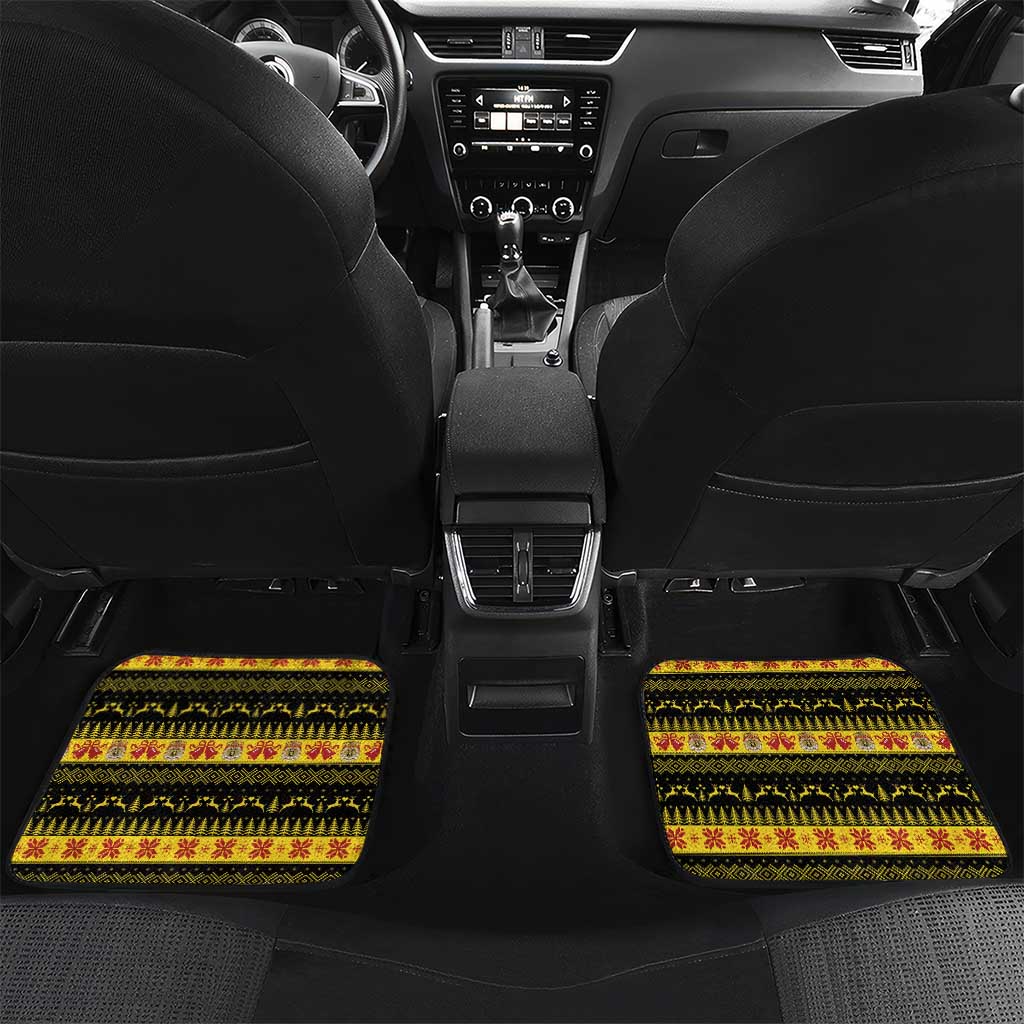 Belgium Christmas Personalized Car Mats Santa Riding Lion - Wonder Print Shop