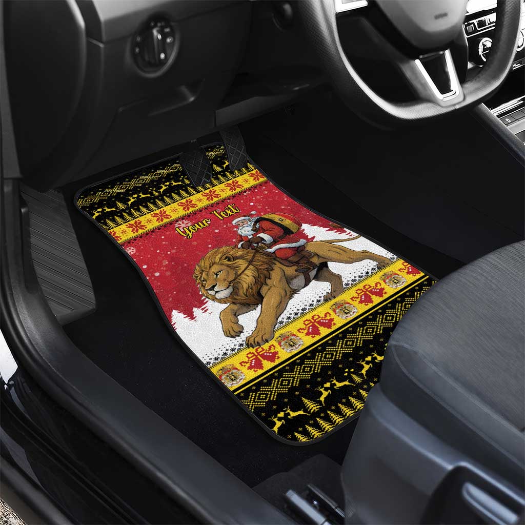Belgium Christmas Personalized Car Mats Santa Riding Lion - Wonder Print Shop