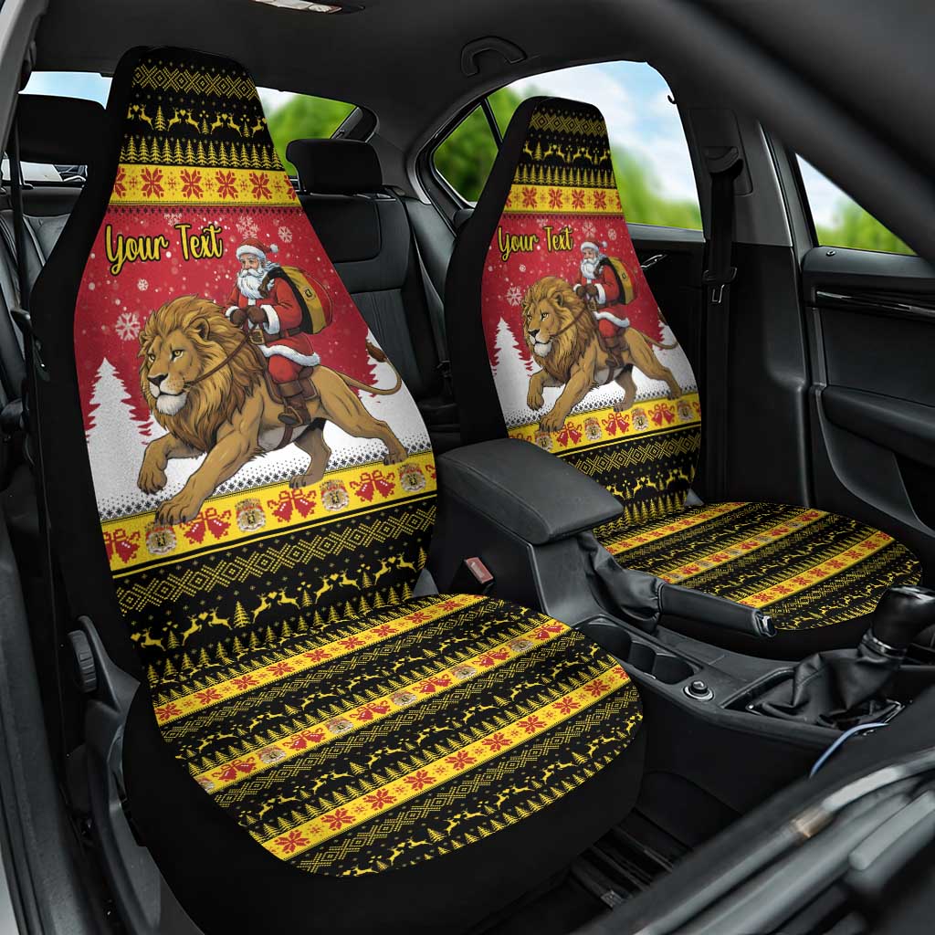 Belgium Christmas Personalized Car Seat Cover Santa Riding Lion - Wonder Print Shop