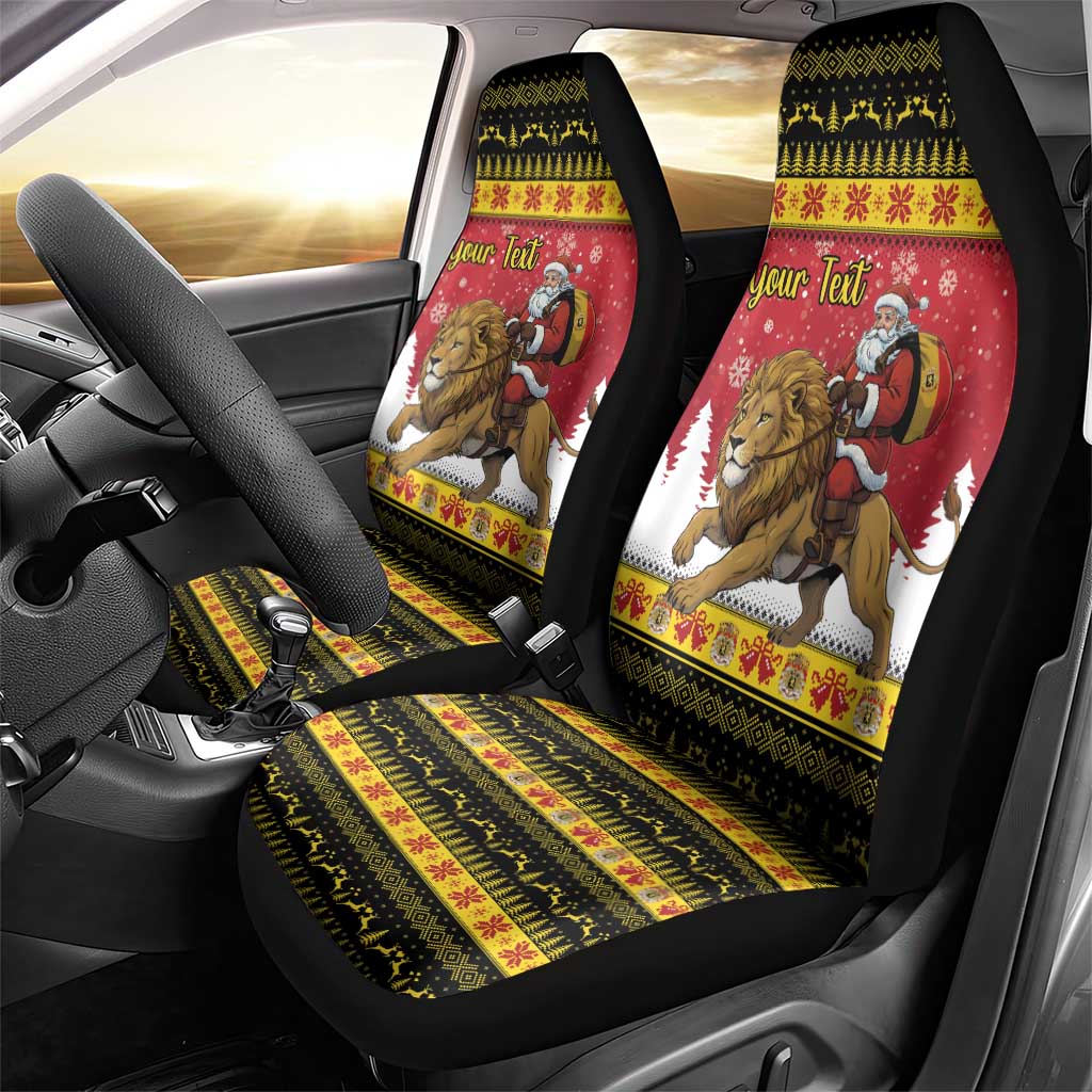 Belgium Christmas Personalized Car Seat Cover Santa Riding Lion - Wonder Print Shop