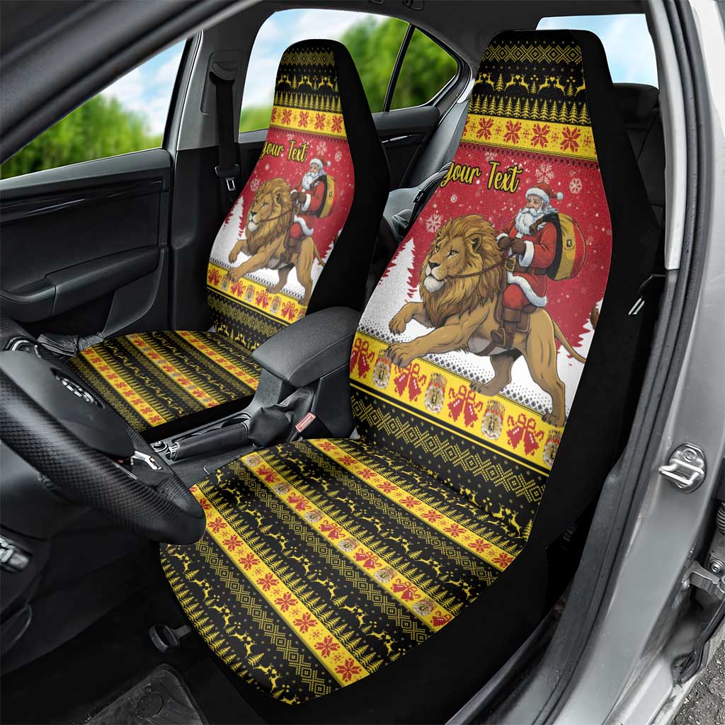 Belgium Christmas Personalized Car Seat Cover Santa Riding Lion - Wonder Print Shop