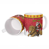 Belgium Christmas Personalized Ceramic Mug Santa Riding Lion - Wonder Print Shop