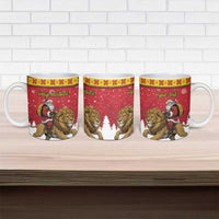 Belgium Christmas Personalized Ceramic Mug Santa Riding Lion - Wonder Print Shop