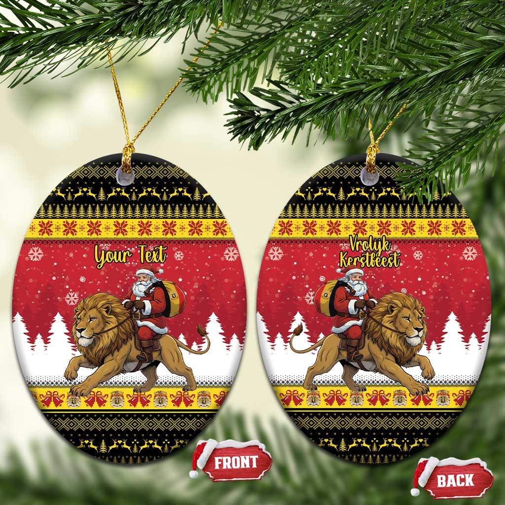 Belgium Christmas Personalized Ceramic Ornament Santa Riding Lion - Wonder Print Shop