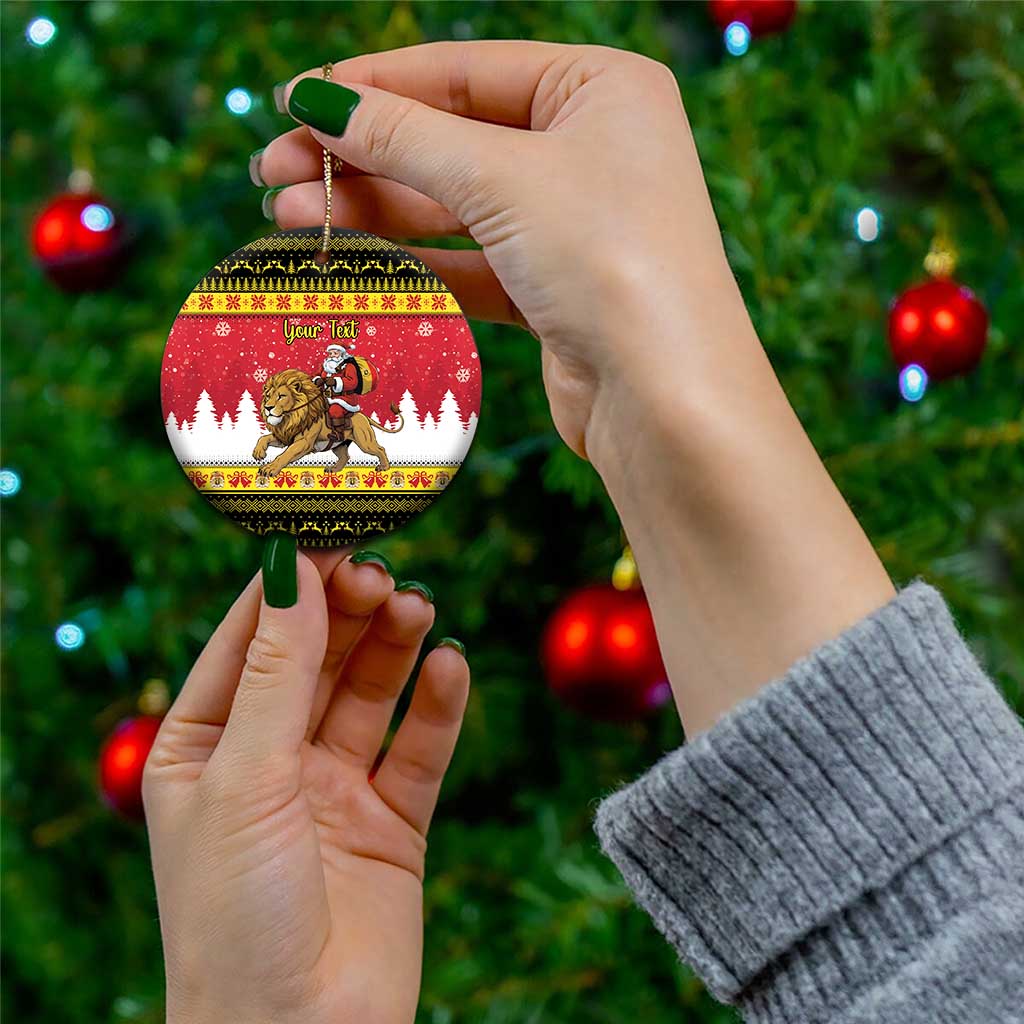 Belgium Christmas Personalized Ceramic Ornament Santa Riding Lion - Wonder Print Shop