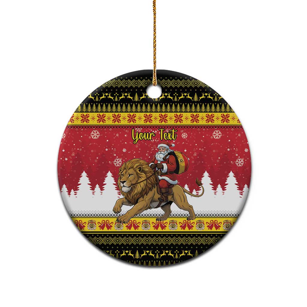 Belgium Christmas Personalized Ceramic Ornament Santa Riding Lion - Wonder Print Shop