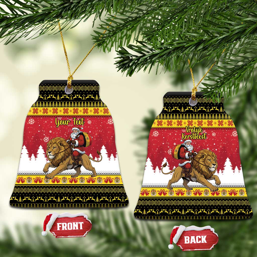 Belgium Christmas Personalized Ceramic Ornament Santa Riding Lion - Wonder Print Shop