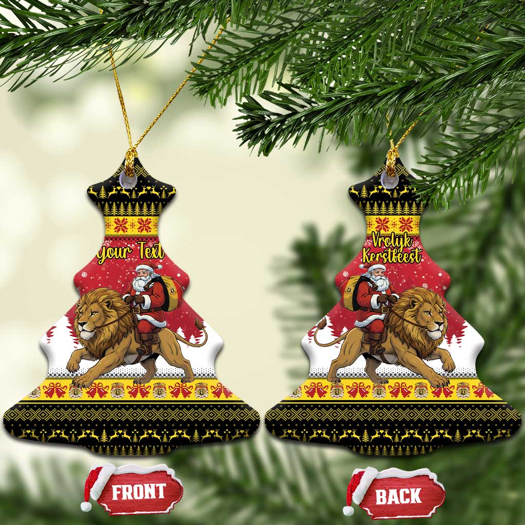 Belgium Christmas Personalized Ceramic Ornament Santa Riding Lion - Wonder Print Shop