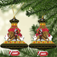Belgium Christmas Personalized Ceramic Ornament Santa Riding Lion - Wonder Print Shop