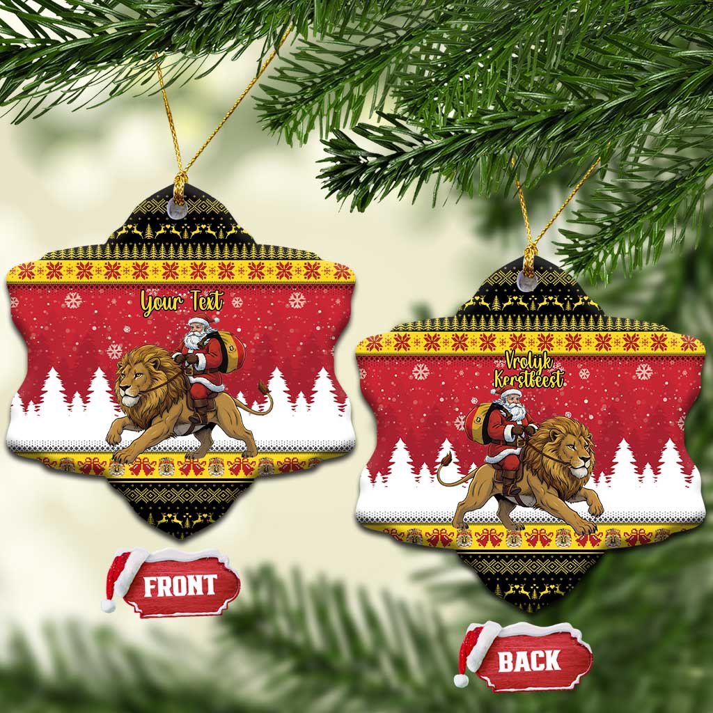 Belgium Christmas Personalized Ceramic Ornament Santa Riding Lion - Wonder Print Shop