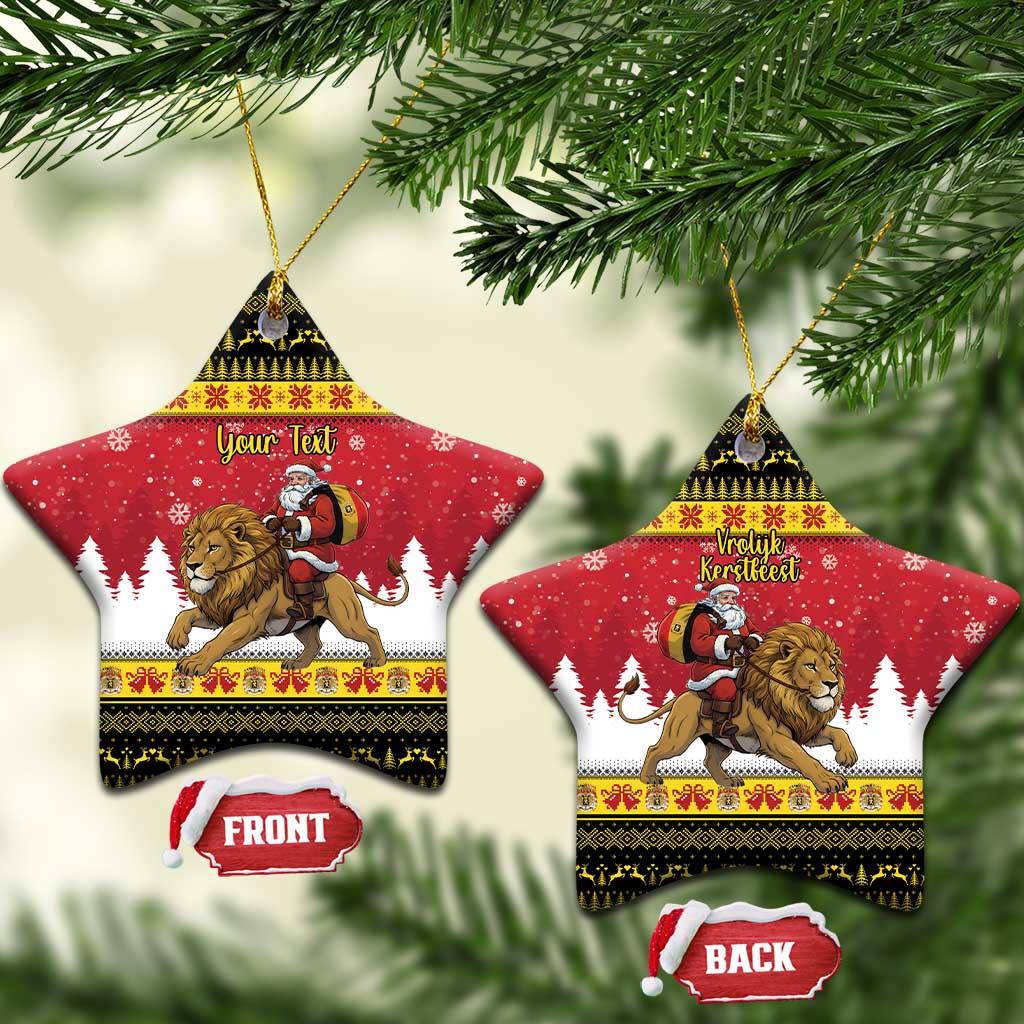Belgium Christmas Personalized Ceramic Ornament Santa Riding Lion - Wonder Print Shop