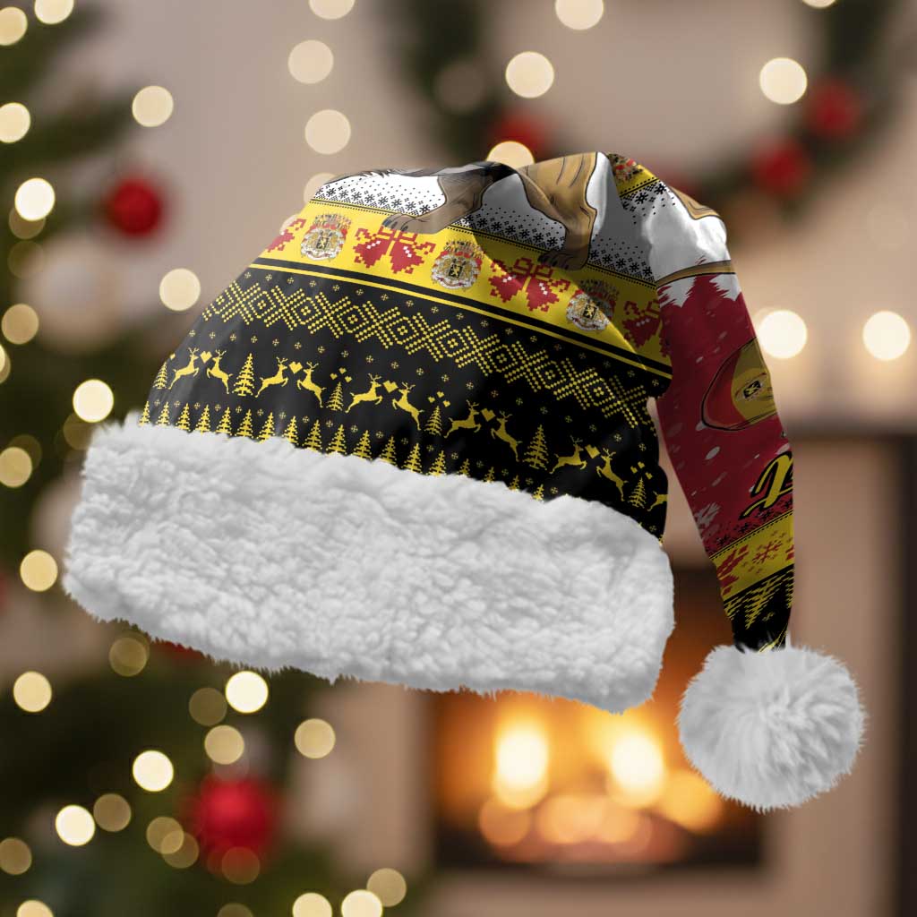 Belgium Christmas Personalized Christmas Santa Hat Santa Riding Lion - Wonder Print Shop