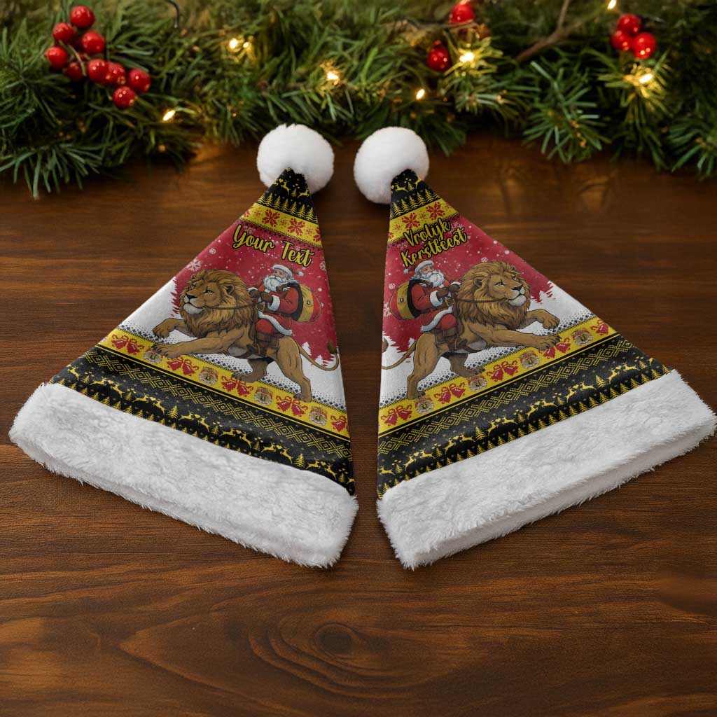 Belgium Christmas Personalized Christmas Santa Hat Santa Riding Lion - Wonder Print Shop
