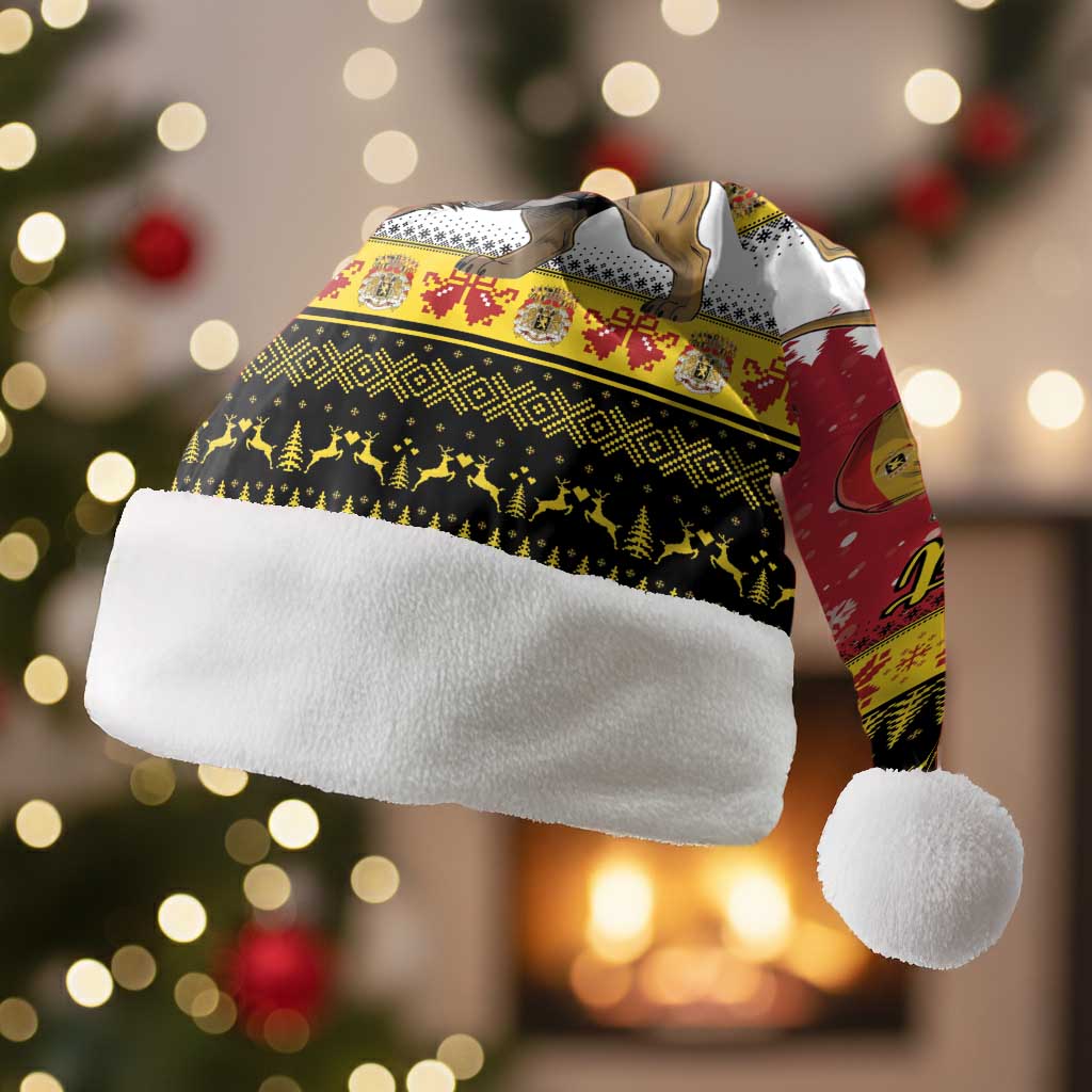 Belgium Christmas Personalized Christmas Santa Hat Santa Riding Lion - Wonder Print Shop