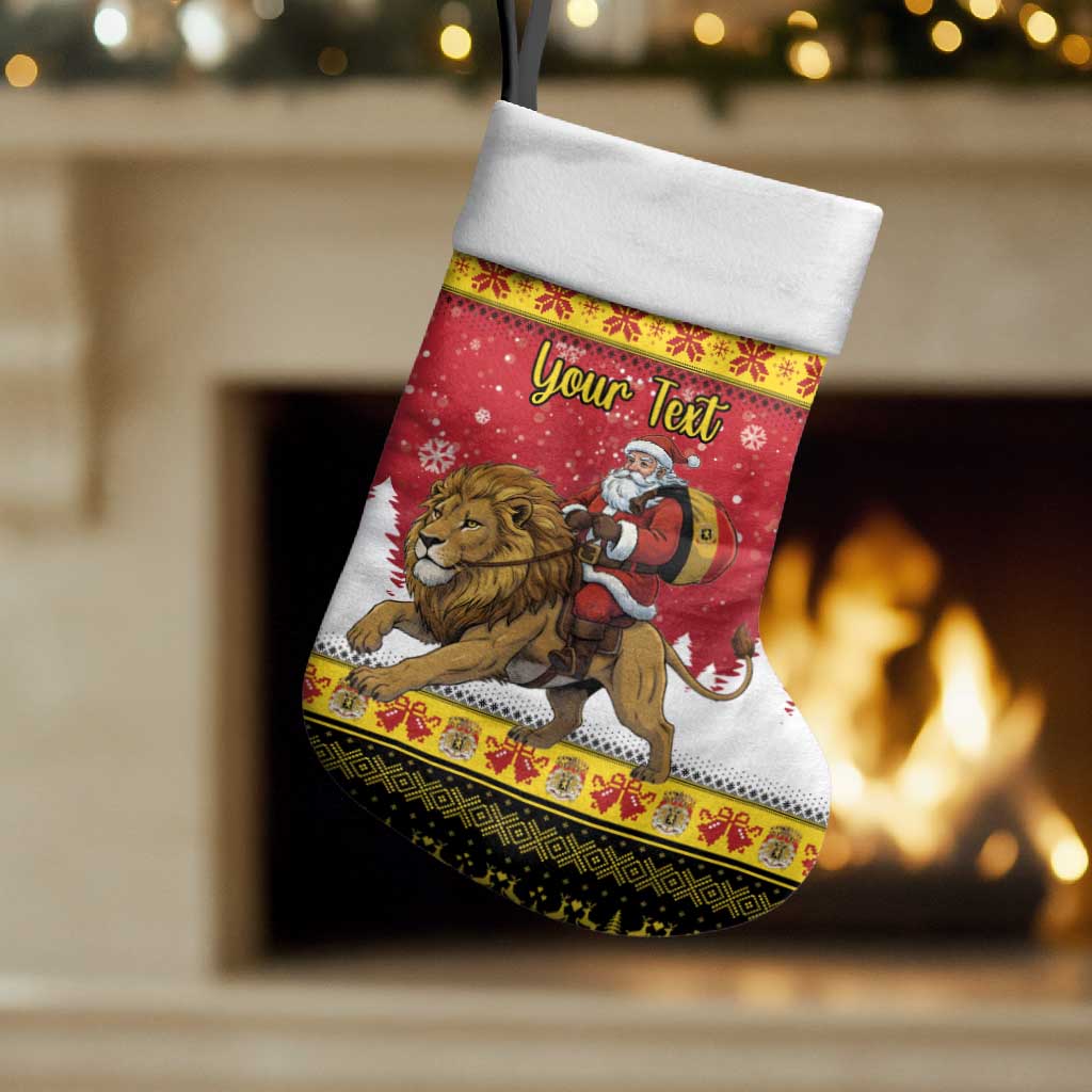 Belgium Christmas Personalized Christmas Stocking Santa Riding Lion - Wonder Print Shop