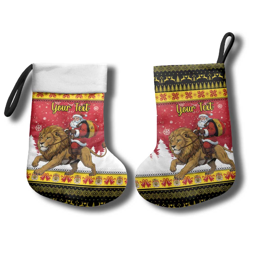 Belgium Christmas Personalized Christmas Stocking Santa Riding Lion - Wonder Print Shop