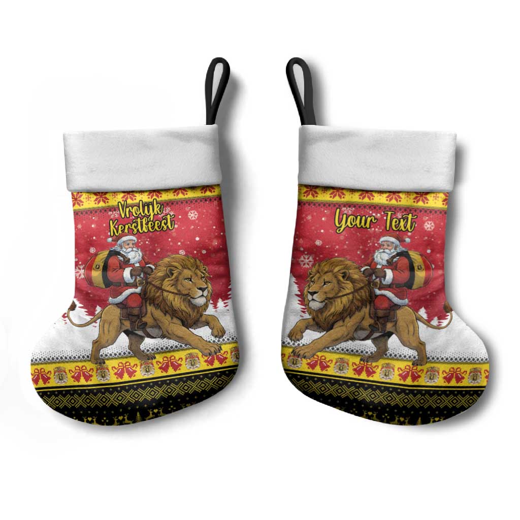 Belgium Christmas Personalized Christmas Stocking Santa Riding Lion - Wonder Print Shop