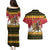 Belgium Christmas Personalized Couples Matching Puletasi and Hawaiian Shirt Santa Riding Lion - Wonder Print Shop