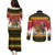 Belgium Christmas Personalized Couples Matching Puletasi and Long Sleeve Button Shirt Santa Riding Lion - Wonder Print Shop