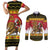 Belgium Christmas Personalized Couples Matching Short Sleeve Bodycon Dress and Long Sleeve Button Shirt Santa Riding Lion - Wonder Print Shop