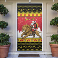 Belgium Christmas Personalized Door Cover Santa Riding Lion - Wonder Print Shop