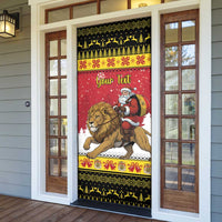 Belgium Christmas Personalized Door Cover Santa Riding Lion - Wonder Print Shop
