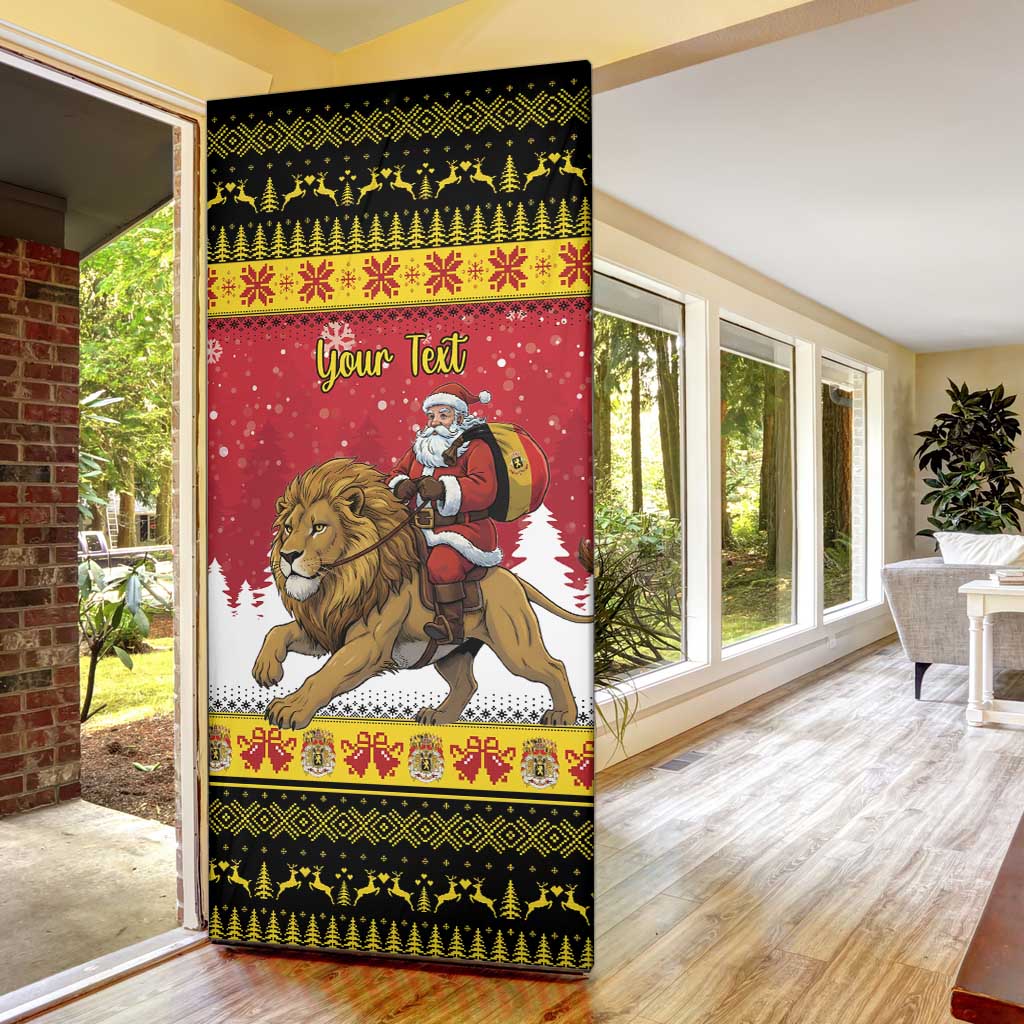 Belgium Christmas Personalized Door Cover Santa Riding Lion - Wonder Print Shop