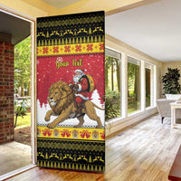 Belgium Christmas Personalized Door Cover Santa Riding Lion - Wonder Print Shop