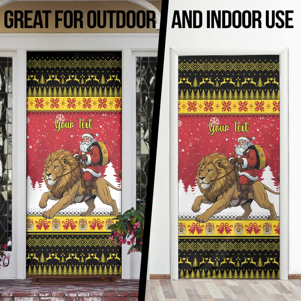 Belgium Christmas Personalized Door Cover Santa Riding Lion - Wonder Print Shop