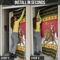 Belgium Christmas Personalized Door Cover Santa Riding Lion - Wonder Print Shop