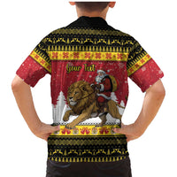 Belgium Christmas Personalized Family Matching Mermaid Dress and Hawaiian Shirt Santa Riding Lion - Wonder Print Shop