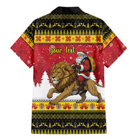 Belgium Christmas Personalized Family Matching Mermaid Dress and Hawaiian Shirt Santa Riding Lion - Wonder Print Shop