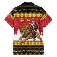 Belgium Christmas Personalized Family Matching Off Shoulder Maxi Dress and Hawaiian Shirt Santa Riding Lion - Wonder Print Shop