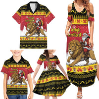 Belgium Christmas Personalized Family Matching Summer Maxi Dress and Hawaiian Shirt Santa Riding Lion - Wonder Print Shop