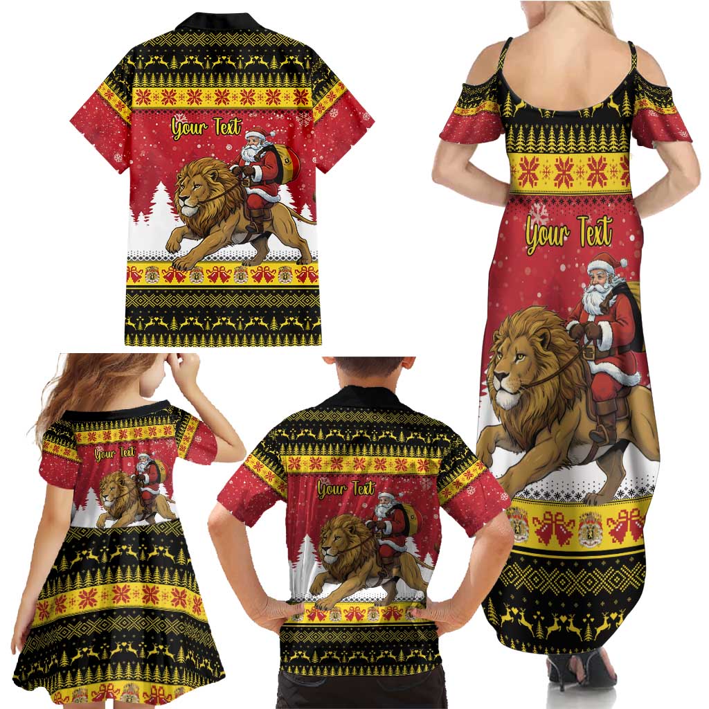 Belgium Christmas Personalized Family Matching Summer Maxi Dress and Hawaiian Shirt Santa Riding Lion - Wonder Print Shop
