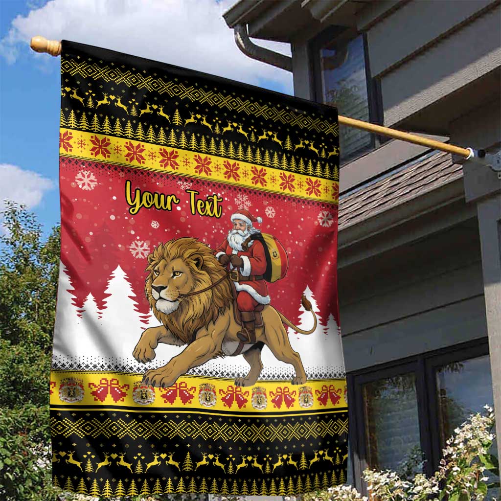 Belgium Christmas Personalized Garden Flag Santa Riding Lion - Wonder Print Shop