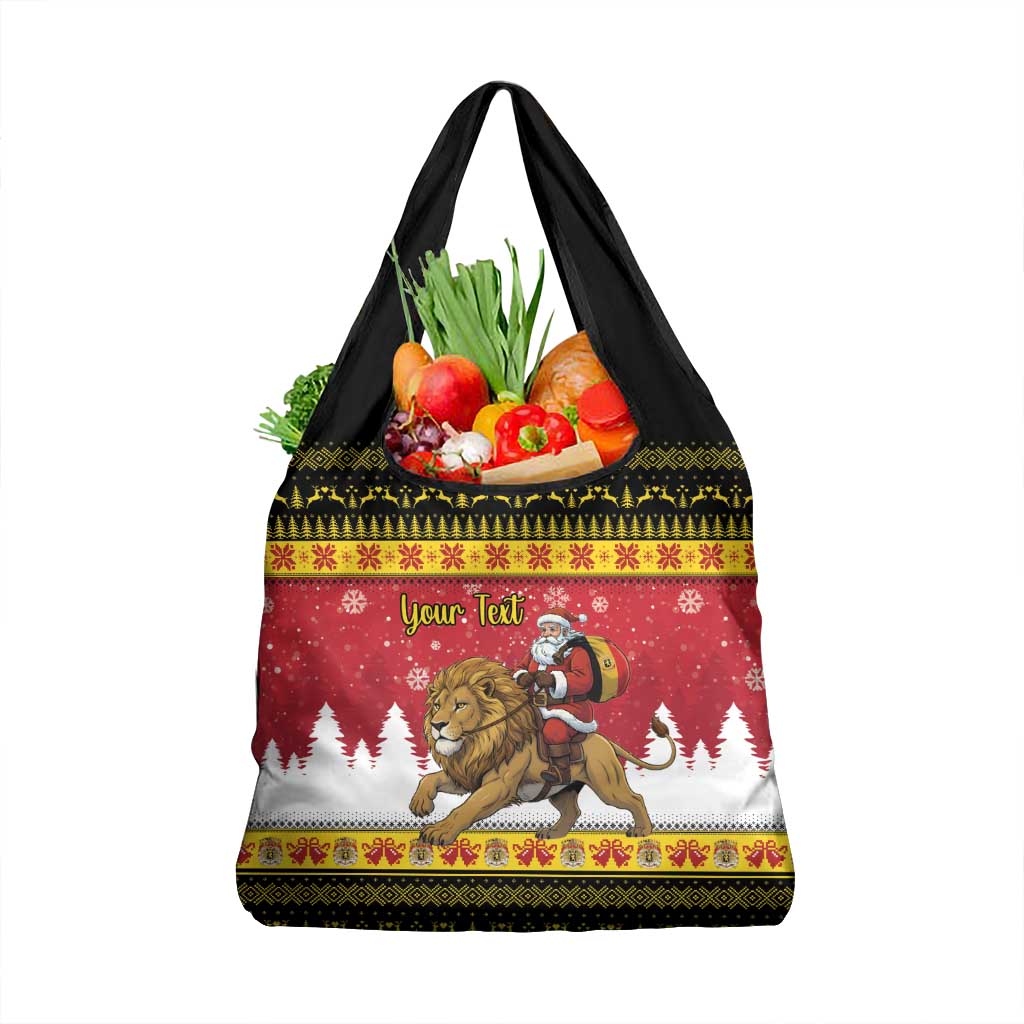 Belgium Christmas Personalized Grocery Bag Santa Riding Lion - Wonder Print Shop