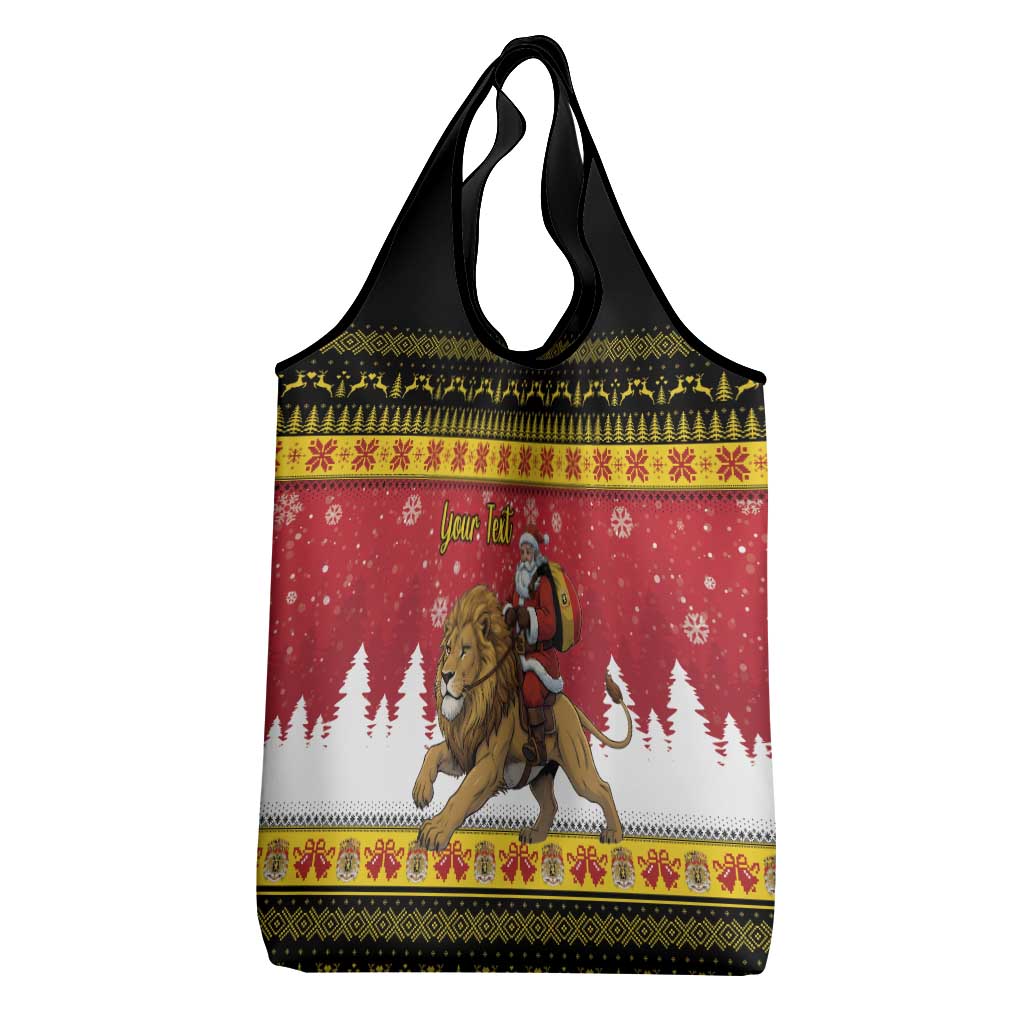 Belgium Christmas Personalized Grocery Bag Santa Riding Lion - Wonder Print Shop