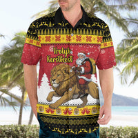 Belgium Christmas Personalized Hawaiian Shirt Santa Riding Lion - Wonder Print Shop
