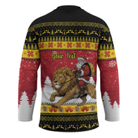 Belgium Christmas Personalized Hockey Jersey Santa Riding Lion - Wonder Print Shop
