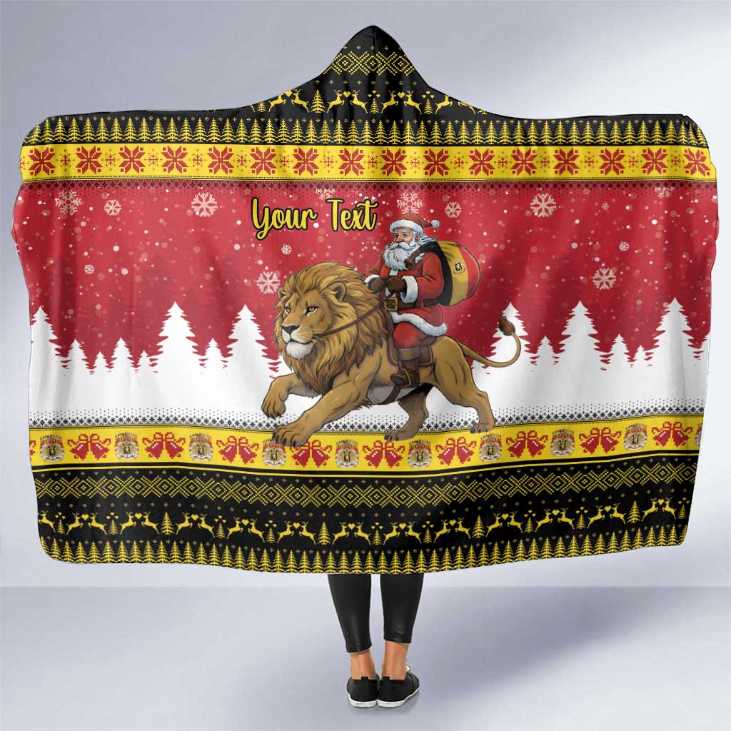 Belgium Christmas Personalized Hooded Blanket Santa Riding Lion - Wonder Print Shop