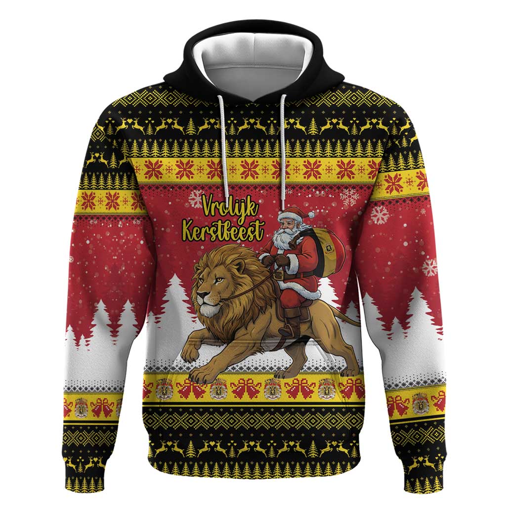 Belgium Christmas Personalized Hoodie Santa Riding Lion - Wonder Print Shop
