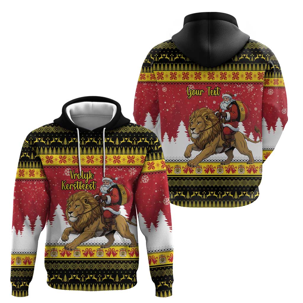 Belgium Christmas Personalized Hoodie Santa Riding Lion - Wonder Print Shop