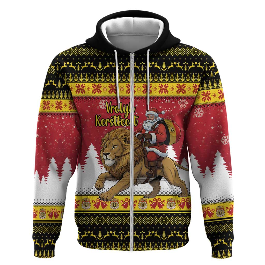 Belgium Christmas Personalized Hoodie Santa Riding Lion - Wonder Print Shop